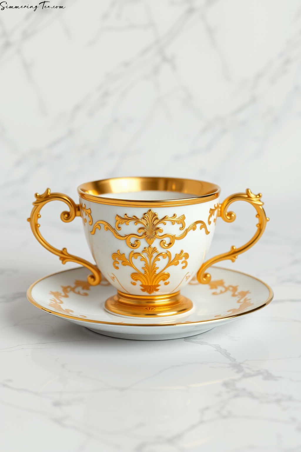 Luxurious Gold-Trimmed Tea Cup